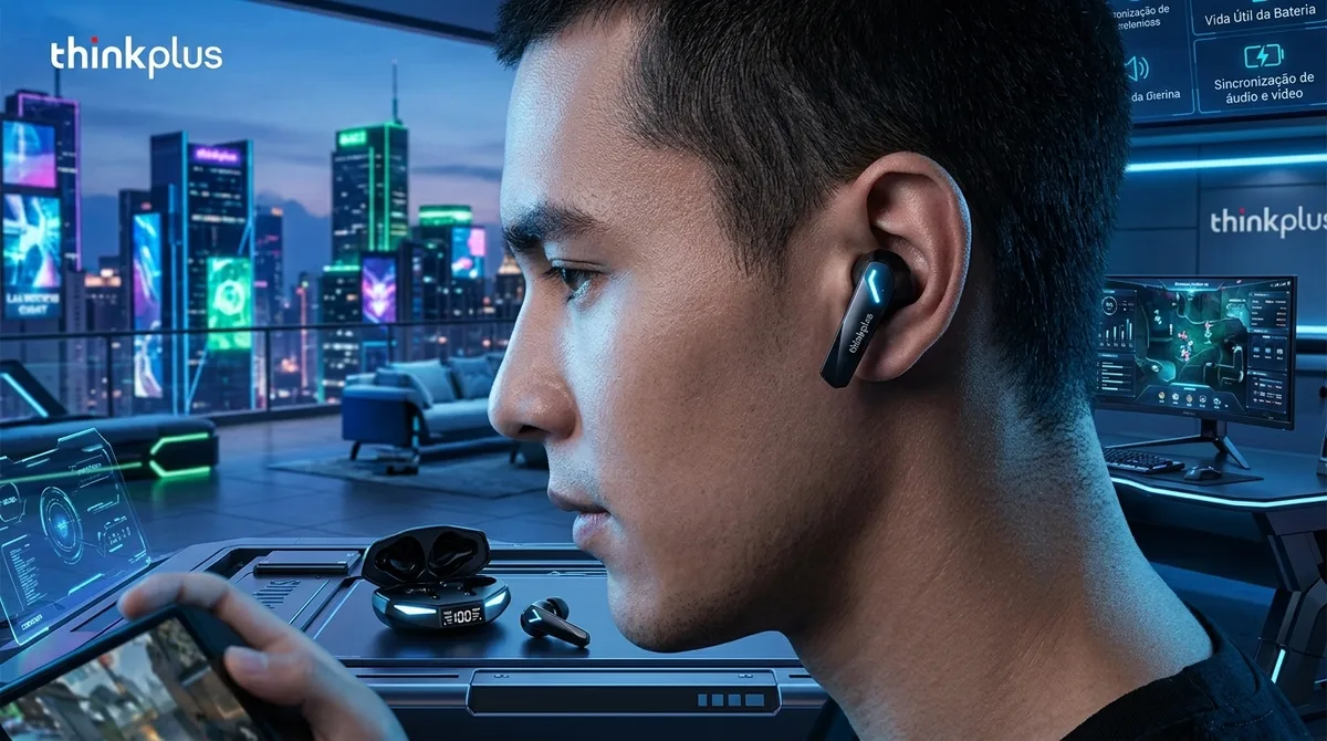 Review Lenovo XT53 - Estojo e Fones Review Lenovo XT53 Fone TWS Transparente