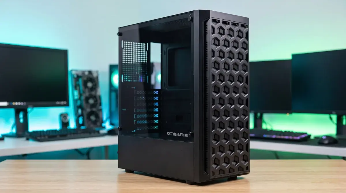 Review Gabinete Gamer Aigo DK300-BK Gabinete Gamer Aigo DK300-BK preto, modelo mid-tower apresentado no review